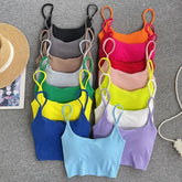 Scoop Neck Spaghetti Strap Plain Crop Cami Top
