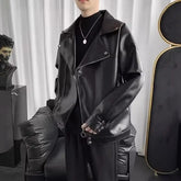 Plain Faux Leather Zip Biker Jacket