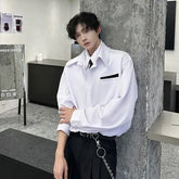 Mock Two-Piece Long-Sleeve Contrast Trim Button-Up Shirt