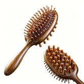 Dual Side Wooden Hair Brush with Massager