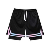 Mock Two-Piece Drawstring Waist Sweatshorts