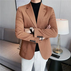 Plain One-Buttoned Blazer / High Waist Straight Leg Dress Pants / Set