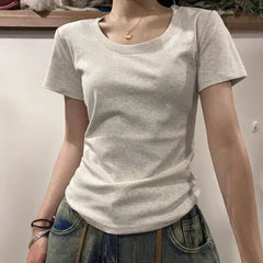 Short Sleeve Plain Slim-Fit Tee