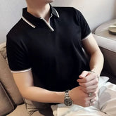 Short Sleeve Striped Polo Shirt
