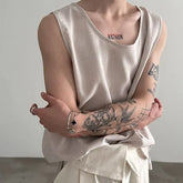 Scoop Neck Plain Oversized Tank Top