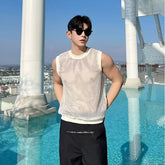 Crewneck Mesh Plain Tank Top