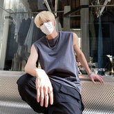 Sleeveless Round Neck Plain Oversized T-Shirt