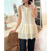 Sleeveless Pleated Ruffle Top