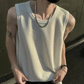 Crewneck Plain Knit Tank Top