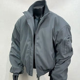 Stand Collar Plain Zip Bomber Light Jacket