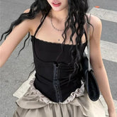 Halter Neck Plain Corset Camisole Top
