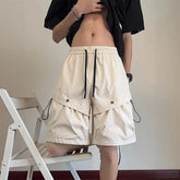 Drawstring Waist Plain Shorts