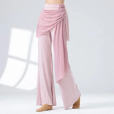 High Waist Plain Shirred Dance Wide Leg Pants