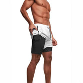 Drawstring Waist Mock Two Piece Sports Shorts