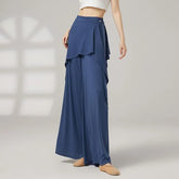 High Waist Plain Skirt Overlay Wide Leg Dance Pants