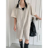 Short-Sleeve Hooded Playsuit