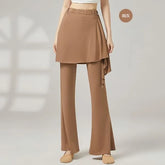 High Waist Plain Skirt Overlay Flared Dance Pants