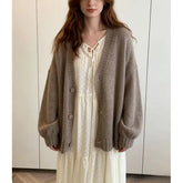 V-Neck Plain Button Up Cardigan