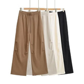 Drawstring Waist Plain Loose Fit Pants