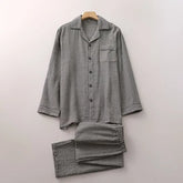 Couple Matching Pajama Set: Long-Sleeve Collared Top + Pants (Various Designs)