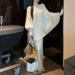 Off Shoulder Plain Sweater / Maxi Skirt
