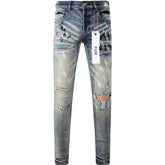 High Waist Washed Distressed Slim Fit Jeans