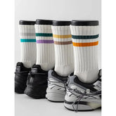 Set of 4 Pairs: Striped Ribbed Socks