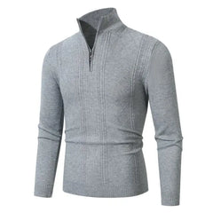 Long-Sleeve Mock Neck Half-Zip Knit Top