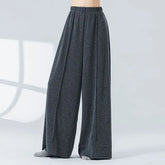 Elastic Waist Plain Dance Wide Leg Pants