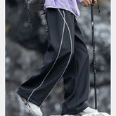 Drawstring Waist Contrast Stitched Loose Fit Sweatants