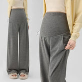Maternity Drawstring Waist Plain Wide Leg Pants