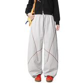 Drawstring Waist Contrast Stitch Baggy Pants