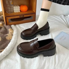 Platform Plain Faux Leather Loafers