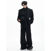 Mock Two-Piece Blazer / Wide-Leg Dress Pants