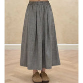 Mid Rise Plaid Maxi A-Line Skirt