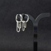Interlocking Oval Alloy Drop Earring / Clip On Earring