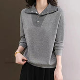 Mock Two-Piece Long-Sleeve Striped Collar Sweater