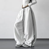 Drawstring Waist Striped Panel Baggy Sweatpants