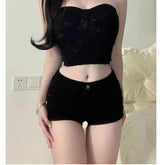 Low Waist Denim Hot Pants