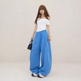 Elastic Waist Plain Baggy Sweatpants