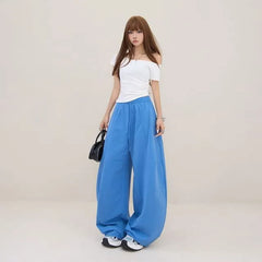 Elastic Waist Plain Baggy Sweatpants