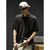 Short-Sleeve Plain Knit Polo Shirt