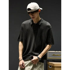 Short-Sleeve Plain Knit Polo Shirt