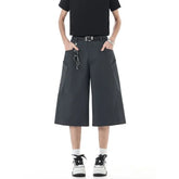 Mid Rise Plain Wide Leg Shorts