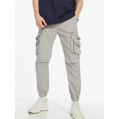 Mid Rise Plain Slim Fit Cargo Pants