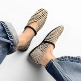 Square Toe Perforated Mary Jane Flats
