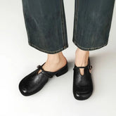Faux Leather Cutout Mary Jane Mules