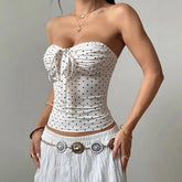 Drawstring Polka Dot Tube Top
