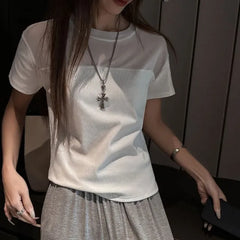 Short Sleeve Crew Neck Plain Panel Mesh T-Shirt