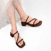Chunky Heel Square Toe Strappy Sandals